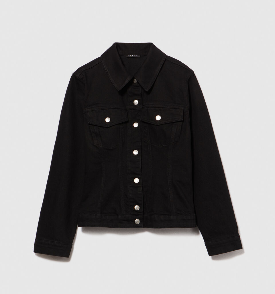 Slim fit denim jacket - women's jackets - Black | Sisley image number 6